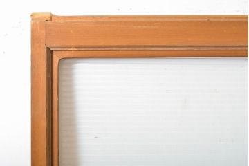 アンティーク建具　モール・ゆらゆら・ダイヤガラス　シンプルながらも丁寧に面取りされたガラス戸2枚セット(引き戸、建具)(R-062030)