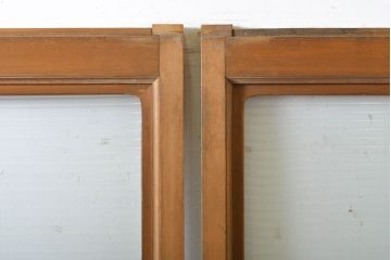 アンティーク建具　モール・ゆらゆら・ダイヤガラス　シンプルながらも丁寧に面取りされたガラス戸2枚セット(引き戸、建具)(R-062030)