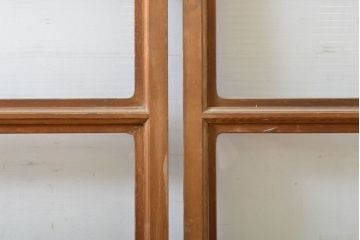 アンティーク建具　モール・ゆらゆら・ダイヤガラス　シンプルながらも丁寧に面取りされたガラス戸2枚セット(引き戸、建具)(R-062030)