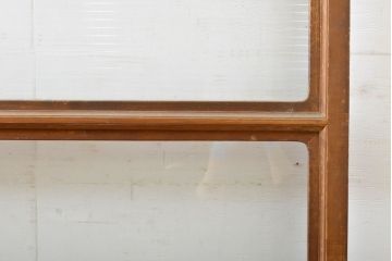 アンティーク建具　モール・ゆらゆら・ダイヤガラス　シンプルながらも丁寧に面取りされたガラス戸2枚セット(引き戸、建具)(R-062030)