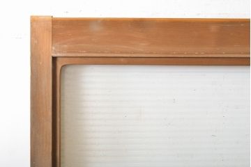 アンティーク建具　モール・ゆらゆら・ダイヤガラス　シンプルながらも丁寧に面取りされたガラス戸2枚セット(引き戸、建具)(R-062030)