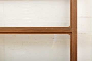 アンティーク建具　モール・ゆらゆら・ダイヤガラス　シンプルながらも丁寧に面取りされたガラス戸2枚セット(引き戸、建具)(R-062030)