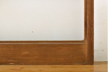 アンティーク建具　モール・ゆらゆら・ダイヤガラス　シンプルながらも丁寧に面取りされたガラス戸2枚セット(引き戸、建具)(R-062030)