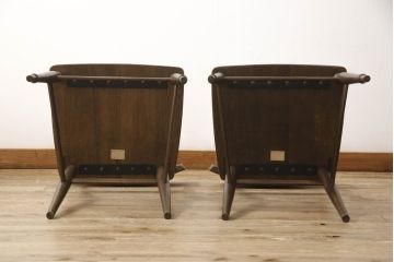中古　ナラ材　柏木工(KASHIWA)　WILDERNESS(ウィルダネス)　木の温かみある風合いが魅力的なダイニングチェア2脚セット(板座チェア、イス、椅子)(R-062035)