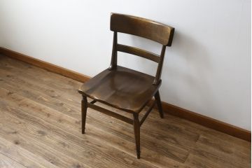 中古　ナラ材　柏木工(KASHIWA)　WILDERNESS(ウィルダネス)　木の温かみある風合いが魅力的なダイニングチェア(板座チェア、イス、椅子)(R-062036)