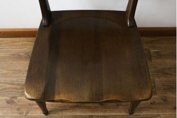 中古　ナラ材　柏木工(KASHIWA)　WILDERNESS(ウィルダネス)　木の温かみある風合いが魅力的なダイニングチェア(板座チェア、イス、椅子)(R-062036)