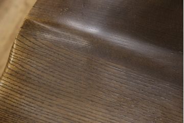 中古　ナラ材　柏木工(KASHIWA)　WILDERNESS(ウィルダネス)　木の温かみある風合いが魅力的な回転アームチェア(板座チェア、ダイニングチェア、イス、椅子)(R-062037)