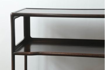 和製アンティーク　昭和初期　唐木　本紫檀(シタン)材　漆塗り　品のある佇まいが魅力の飾り棚(違い棚、茶棚、収納棚、戸棚)(R-062038)