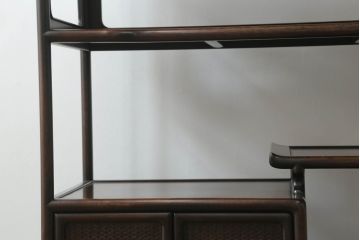 和製アンティーク　昭和初期　唐木　本紫檀(シタン)材　漆塗り　品のある佇まいが魅力の飾り棚(違い棚、茶棚、収納棚、戸棚)(R-062038)