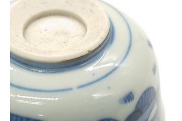 江戸期　染付　道光年制　風景図　柔らかい絵付けにほっこりする湯呑み2客セット(中国?、道光年製、茶碗、茶器)(R-062048)