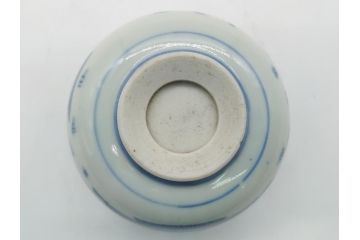 江戸期　染付　道光年制　風景図　柔らかい絵付けにほっこりする湯呑み2客セット(中国?、道光年製、茶碗、茶器)(R-062048)