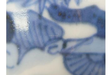 江戸期　染付　道光年制　風景図　柔らかい絵付けにほっこりする湯呑み2客セット(中国?、道光年製、茶碗、茶器)(R-062048)