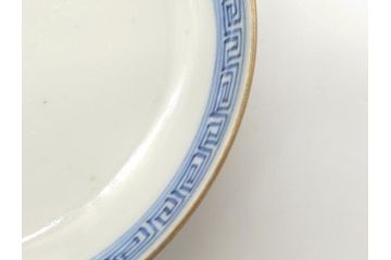 明治期　伊万里焼　色絵染付　蓋茶碗3客(角冨、角富、和食器)(R-062053)