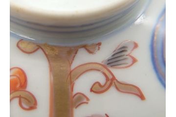 明治期　伊万里焼　色絵染付　蓋茶碗3客(角冨、角富、和食器)(R-062053)