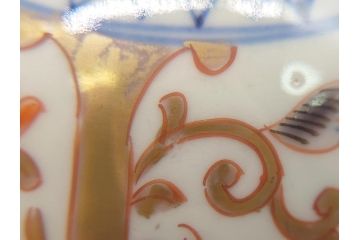 明治期　伊万里焼　色絵染付　蓋茶碗3客(角冨、角富、和食器)(R-062053)