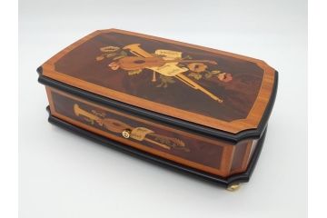 スイス製　REUGE MUSIC　ベートーベン　3曲72弁(CH3/72)　上品な楽器と花の象嵌細工が見事なリュージュ社のオルゴール(象嵌)(R-062054)