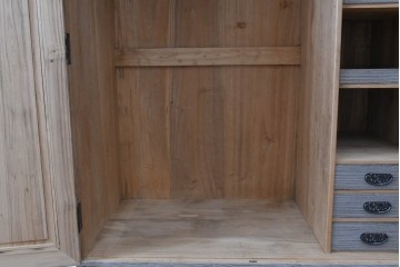 和製ヴィンテージ　希少!　国産　職人　浮造り　彫刻入りの特注総桐箪笥　(R-062063)