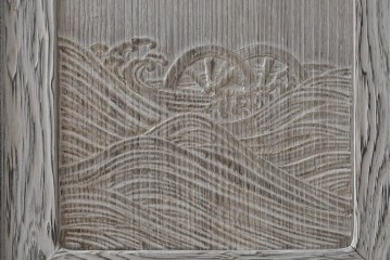 和製ヴィンテージ　希少!　国産　職人　浮造り　彫刻入りの特注総桐箪笥　(R-062063)