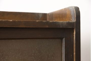 和製アンティーク　大正〜昭和初期　ナラ材　昭和レトロな雰囲気を醸し出す結霜ガラスとすりガラスのスライド扉付きブックケース(本箱、本棚、キャビネット、収納棚、戸棚)(R-062065)