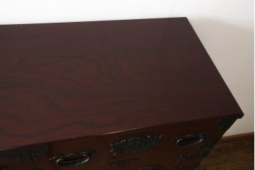 中古　美品　二本松工藝館　田中家具　重厚感ある佇まいが魅力的な収納箪笥(衣装箪笥、和タンス、整理箪笥、引き出し、チェスト)(R-062066)