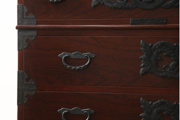 中古　美品　二本松工藝館　田中家具　重厚感ある佇まいが魅力的な収納箪笥(衣装箪笥、和タンス、整理箪笥、引き出し、チェスト)(R-062066)