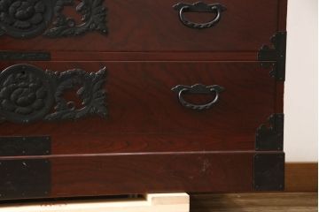中古　美品　二本松工藝館　田中家具　重厚感ある佇まいが魅力的な収納箪笥(衣装箪笥、和タンス、整理箪笥、引き出し、チェスト)(R-062066)