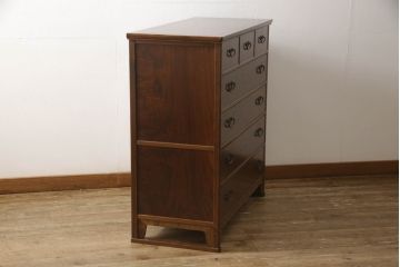中古　超美品　総欅(ケヤキ)材　内部桐材　指物家具　吉蔵　美しい杢目と品のある佇まいが魅力の収納箪笥(小箪笥、引き出し、整理タンス、チェスト)(R-062068)
