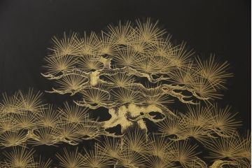 中古　美品　輪島塗り　和の風情あふれる衝立て(仕切り、パーテーション、つい立て)(R-062072)