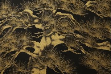 中古　美品　輪島塗り　和の風情あふれる衝立て(仕切り、パーテーション、つい立て)(R-062072)