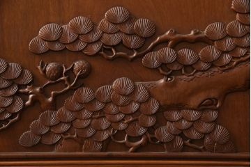 アジアンビンテージ　本花梨(カリン)材　迫力ある大鷹の彫刻が見事な衝立て(パーテーション、つい立て、衝い立て)(R-062073)