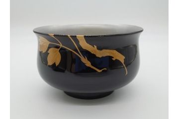 蒔絵　木製　内銀塗　漆　松牡丹文　凛とした気品漂う杯洗2客セット(盃洗、椀、お盆、和食器)(R-062076)