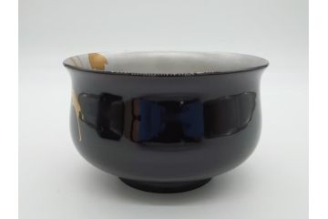 蒔絵　木製　内銀塗　漆　松牡丹文　凛とした気品漂う杯洗2客セット(盃洗、椀、お盆、和食器)(R-062076)