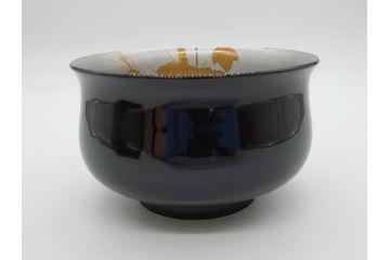蒔絵　木製　内銀塗　漆　松牡丹文　凛とした気品漂う杯洗2客セット(盃洗、椀、お盆、和食器)(R-062076)