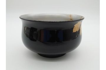 蒔絵　木製　内銀塗　漆　松牡丹文　凛とした気品漂う杯洗2客セット(盃洗、椀、お盆、和食器)(R-062076)