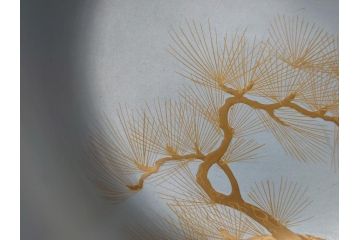 蒔絵　木製　内銀塗　漆　松牡丹文　凛とした気品漂う杯洗2客セット(盃洗、椀、お盆、和食器)(R-062076)