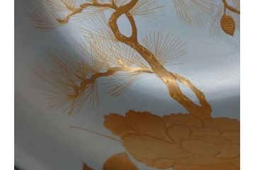 蒔絵　木製　内銀塗　漆　松牡丹文　凛とした気品漂う杯洗2客セット(盃洗、椀、お盆、和食器)(R-062076)