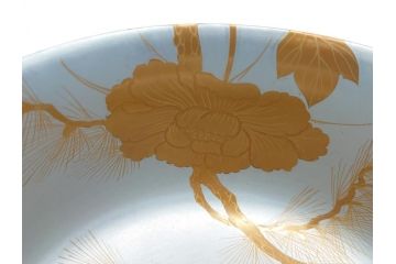 蒔絵　木製　内銀塗　漆　松牡丹文　凛とした気品漂う杯洗2客セット(盃洗、椀、お盆、和食器)(R-062076)