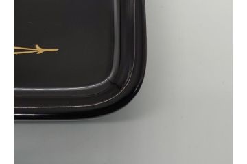 蒔絵　木製　内銀塗　漆　松牡丹文　凛とした気品漂う杯洗3客セット(盃洗、椀、お盆、和食器)(R-062077)
