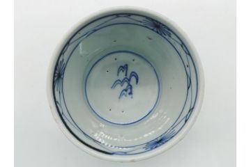 古民具・骨董　江戸後期　染付　雲龍図　蕎麦猪口3客セット(和食器)(R-062078)