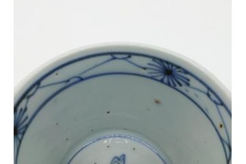 古民具・骨董　江戸後期　染付　雲龍図　蕎麦猪口3客セット(和食器)(R-062078)