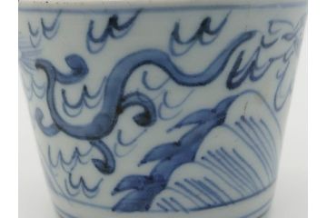 古民具・骨董　江戸後期　染付　雲龍図　蕎麦猪口3客セット(和食器)(R-062078)