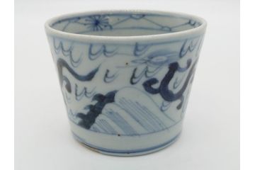 古民具・骨董　江戸後期　染付　雲龍図　蕎麦猪口5客セット(和食器)(R-062079)