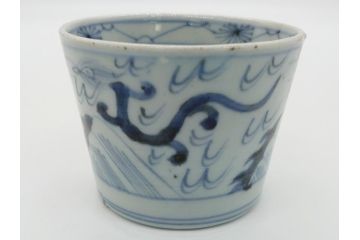 古民具・骨董　江戸後期　染付　雲龍図　蕎麦猪口5客セット(和食器)(R-062079)
