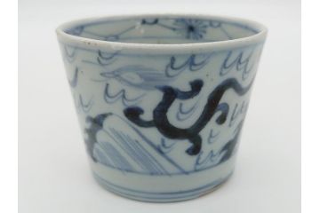 古民具・骨董　江戸後期　染付　雲龍図　蕎麦猪口5客セット(和食器)(R-062079)