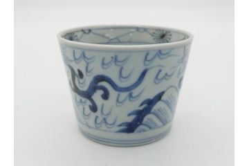 古民具・骨董　江戸後期　染付　雲龍図　蕎麦猪口5客セット(和食器)(R-062080)