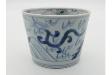 古民具・骨董　江戸後期　染付　雲龍図　蕎麦猪口5客セット(和食器)(R-062080)