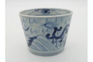 古民具・骨董　江戸後期　染付　雲龍図　蕎麦猪口5客セット(和食器)(R-062080)