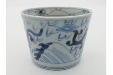 古民具・骨董　江戸後期　染付　雲龍図　蕎麦猪口5客セット(和食器)(R-062080)