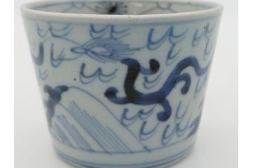 古民具・骨董　江戸後期　染付　雲龍図　蕎麦猪口5客セット(和食器)(R-062080)