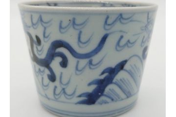 古民具・骨董　江戸後期　染付　雲龍図　蕎麦猪口5客セット(和食器)(R-062080)